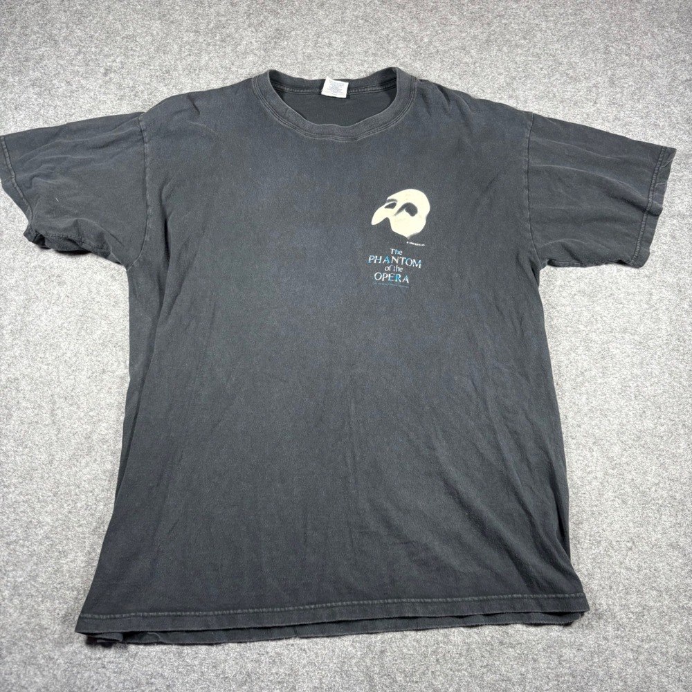 Vintage Phantom of the Opera Graphic T-Shirt Black Mens XL